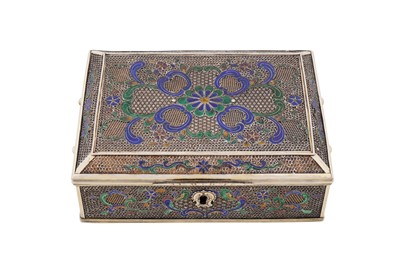 Lot 35 - A late 18th century Chinese export parcel gilt silver filigree and enamel casket, Canton circa 1780