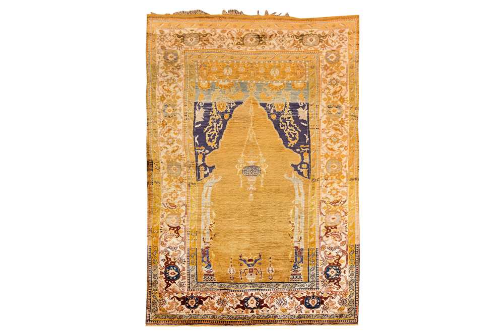 Lot 90 - AN  EXTREMELY FINE ANTIQUE BURSA PRAYER RUG, TURKEY