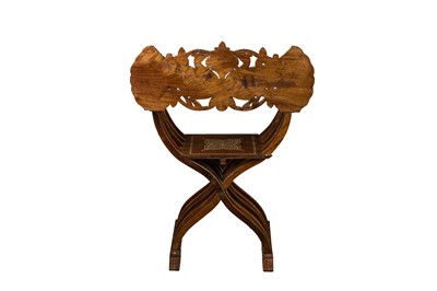 Lot 33 - A HARDWOOD ANGLO-INDIAN IVORY AND EBONY-INLAID ARMCHAIR