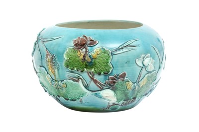 Lot 115 - A CHINESE FAHUA-STYLE 'CRANE AND LOTUS' ALMS BOWL IN THE STYLE OF WANG BINGRONG