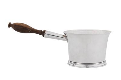 Lot A George I sterling silver brandy pan, London 1724 by William Looker (this mark reg. 6th July 1720)