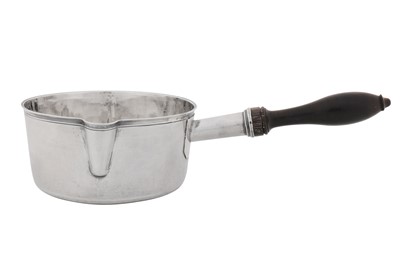 Lot 366 - A mid – 19th century French 800 standard silver saucepan or hot milk pan, Paris circa 1840, probably by Charles Macquart