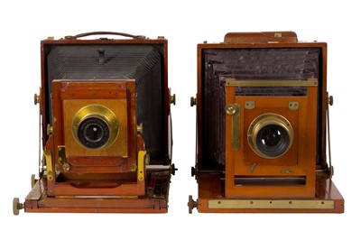 Lot 75 - Two Half Plate Mahogany & Brass Field Cameras