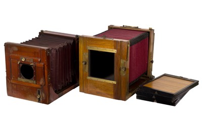 Lot 1002 - A Pair of Whole Plate Tailboard Mahogany & Brass Cameras