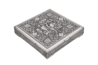 Lot 300 - A mid-20th century Persian (Iranian) silver cigarette or confectionary box, Isfahan circa 1950 mark of Reza