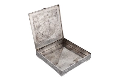 Lot 300 - A mid-20th century Persian (Iranian) silver cigarette or confectionary box, Isfahan circa 1950 mark of Reza