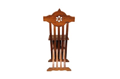 Lot 277 - A SYRIAN BONE INLAID HARDWOOD FOLDING CHAIR CIRCA 1880