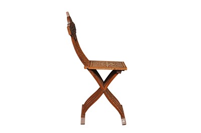 Lot 277 - A SYRIAN BONE INLAID HARDWOOD FOLDING CHAIR CIRCA 1880