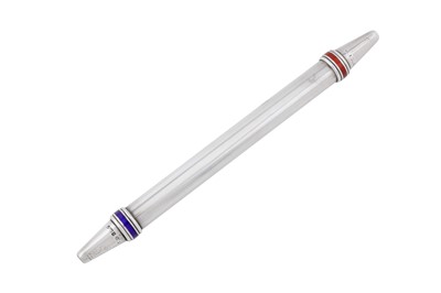 Lot 125 - A George V sterling silver and enamel double pencil, London 1931 by Cohen and Charles