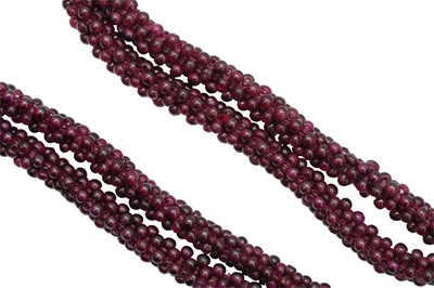 Lot 34 - TWO GARNET BEAD NECKLACES