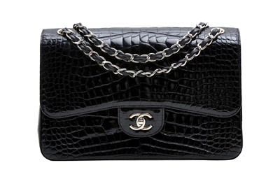 Lot 340 - λ Chanel Black Alligator Jumbo Classic Double Flap Bag