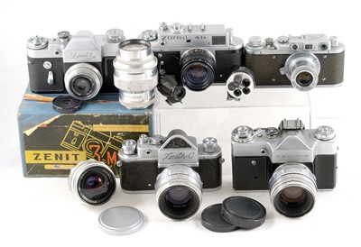 Lot 1030 - A Good Group of Soviet 35mm Film Cameras.