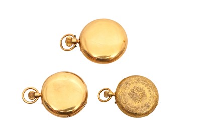 Lot 85 - THREE HALF HUNTER FOB WATCHES - 18K GOLD