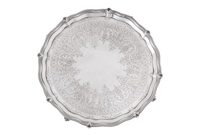 Lot 493 - A Victorian sterling silver salver, London 1880 by John Aldwinckle and James Slater