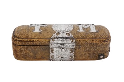 Lot 479 - A rare Charles II - William and Mary unmarked silver mounted shagreen barber surgeons instrument case, London circa 1670-90