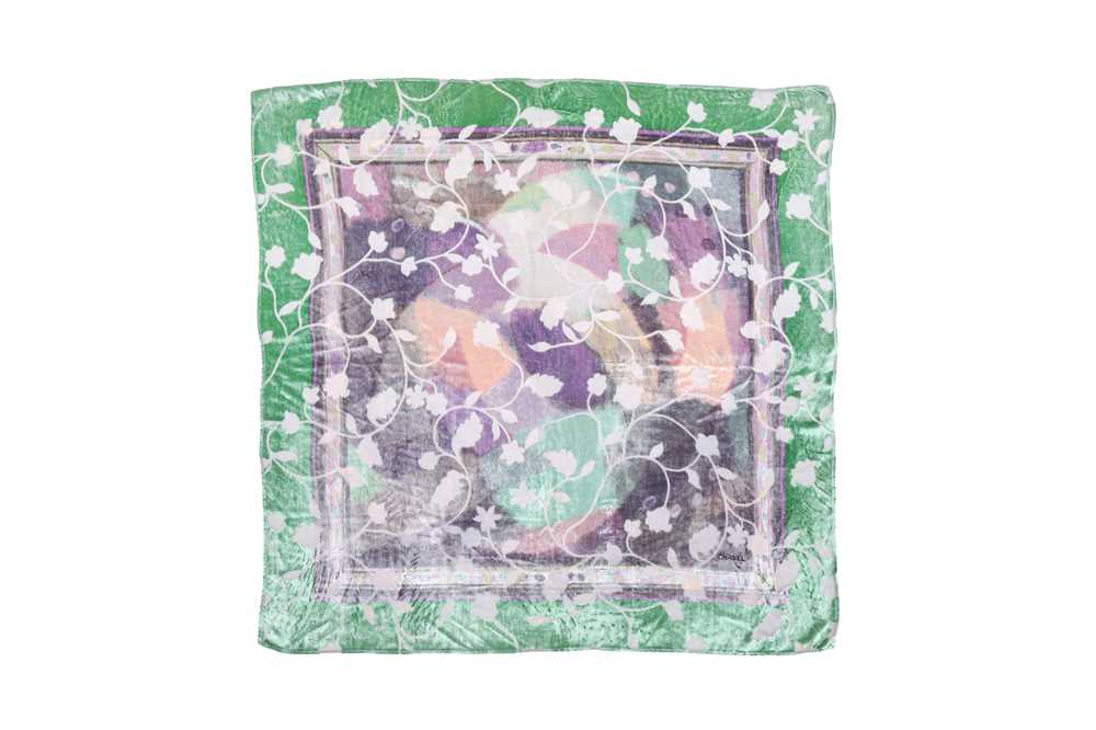 Lot 212 - Chanel Green Silk Devore Floral Scarf