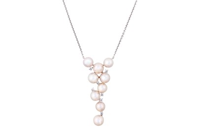 Lot 448 - SCHOEFFEL | A PEARL AND DIAMOND CASCADE NECKLACE