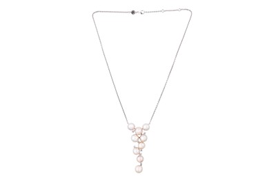Lot 448 - SCHOEFFEL | A PEARL AND DIAMOND CASCADE NECKLACE