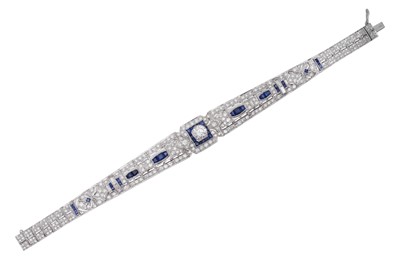 Lot 415 - A SAPPHIRE AND DIAMOND BRACELET