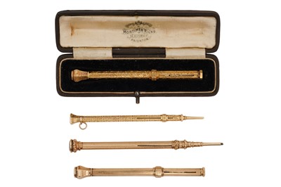 Lot 88 - AN EARLY VICTORIAN BOXED MORDAN GILT METAL PROPELLING PENCIL