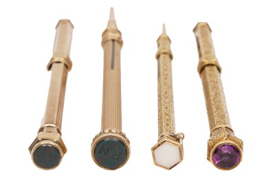 Lot 88 - AN EARLY VICTORIAN BOXED MORDAN GILT METAL PROPELLING PENCIL