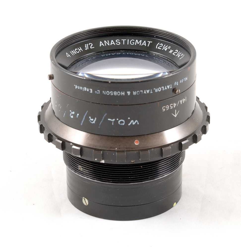 Lot 209 - An Uncommon Ex-WD TT&H 4 inch f2 Anastigmat (2 1/4" x 2 1/4") Lens.