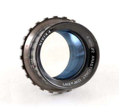Lot 209 - An Uncommon Ex-WD TT&H 4 inch f2 Anastigmat (2 1/4" x 2 1/4") Lens.