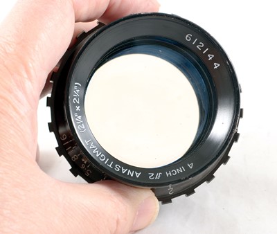 Lot 209 - An Uncommon Ex-WD TT&H 4 inch f2 Anastigmat (2 1/4" x 2 1/4") Lens.