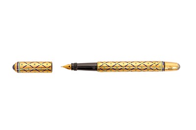Lot 87 - AN EARLY 20TH CENTURY FRENCH 18CT GOLD CASED, ENAMELED PEN