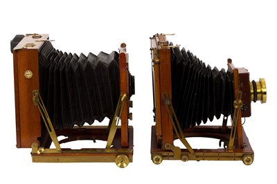 Lot 70 - Two Half Plate Mahogany & Brass Field Cameras