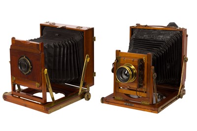 Lot 70 - Two Half Plate Mahogany & Brass Field Cameras