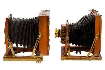 Lot 70 - Two Half Plate Mahogany & Brass Field Cameras