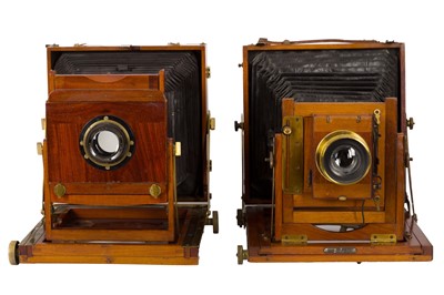 Lot 70 - Two Half Plate Mahogany & Brass Field Cameras