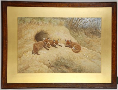 Lot 82 - Frank Paton (English, 1855-1909). 'Fox Cubs'....