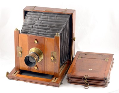 Lot 77 - A Good J R Murray 10" x 8" Wood & Brass Field Plate Camera.