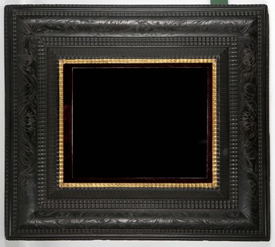 Lot 84 - Circa 17th century. An ebonised picture frame...