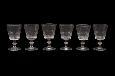 Lot 460 - A SET OF SIX SMALL WINE GLASSES WITH MONOGRAM, LATE 19TH CENTURY - EARLY 20TH CENTURY