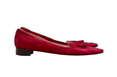 Lot 12 - Manolo Blahnik Fuchsia Pink Tassel Flat Loafer - Size 37.5