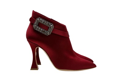 Lot 4 - Manolo Blahnik Garnet Embellished Heeled Ankle Boot - Size 37