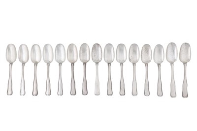 Lot 392 - Fifteen Danish sterling silver dessert spoons, Copenhagen post-1945 by George Jensen