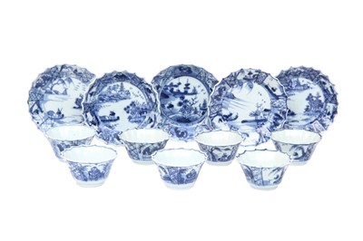 Lot 435 - A GROUP OF CHINESE BLUE AND WHITE CUPS AND SAUCERS