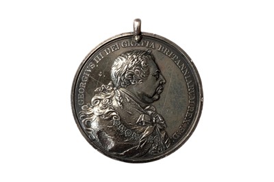 Lot 197 - GEORGE III (1760 - 1820), 1814 INDIAN PEACE MEDAL. BENJAMIN WEST/DE MARGARY FAMILY COLLECTION.