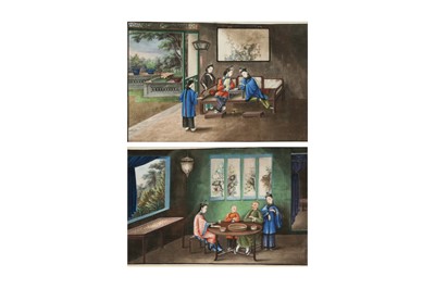 Lot 383 - A SET OF TWO FRAMED CHINESE PITH PAINTINGS