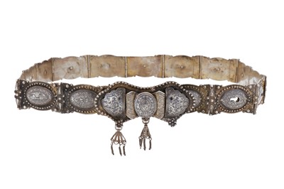 Lot 295 - A late 19th / 20th century Armenian silver and niello belt, Van circa 1900