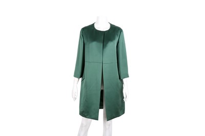 Lot 152 - Yves Saint Laurent Green Silk Satin Dress Coat - Size 34