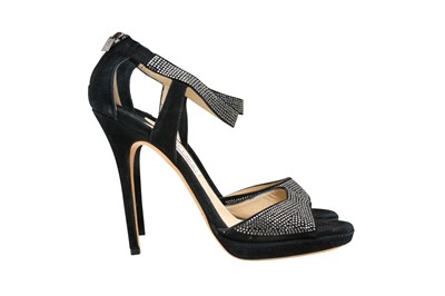 Lot 338 - Jimmy Choo Black Lancer Embellished Heeled Sandal - Size 41