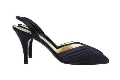 Lot 226 - Chanel Black Matelasse Heeled Slingback - Size 38