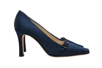 Lot 173 - Jimmy Choo Navy Evening Heeled Pump - Size 39