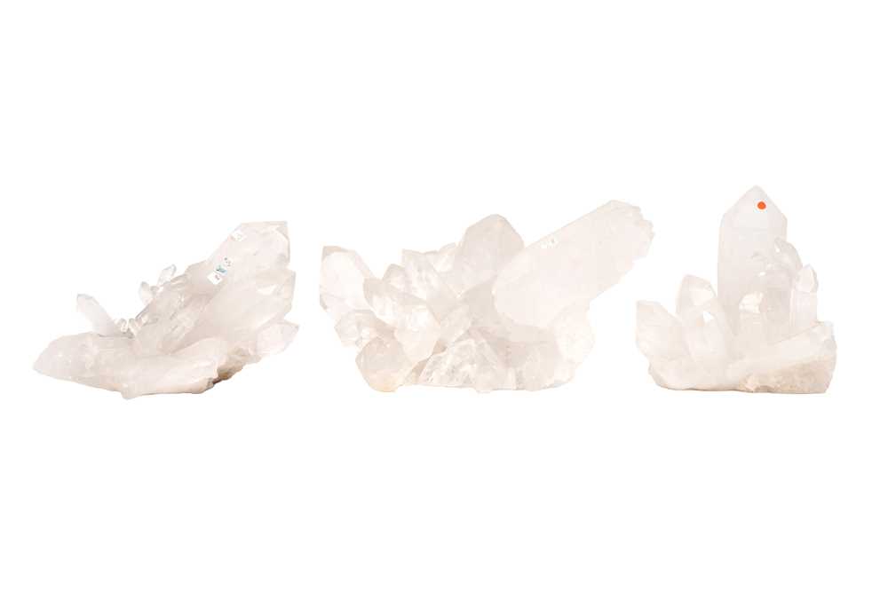 Lot 63 - THREE CLEAR QUARTZ CLUSTERS.