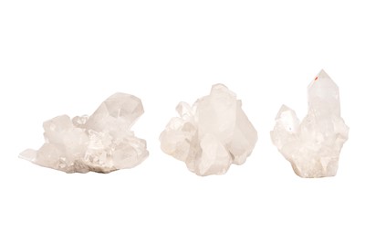 Lot 63 - THREE CLEAR QUARTZ CLUSTERS.